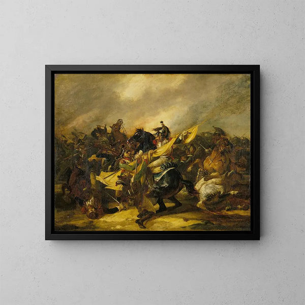 En kavaleristbelastning - Théodore Géricault — indrammet kunstværk på væggen