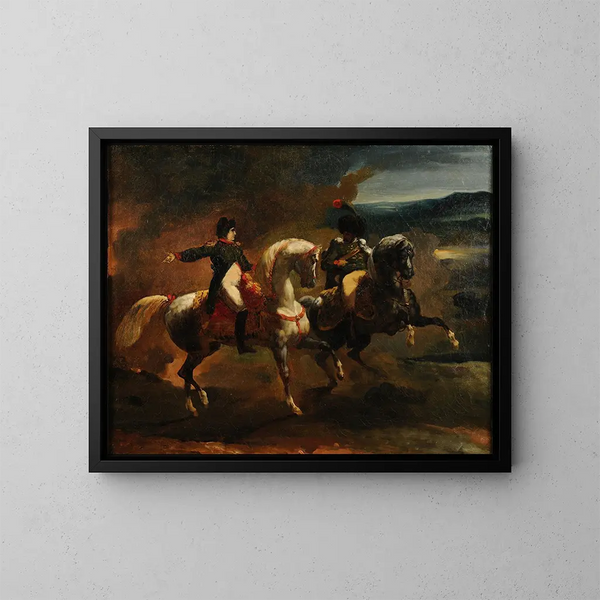 Napoléon giver en ordre til en overordnet officer fra Guiderne - Théodore Géricault — indrammet kunstværk på væggen