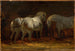 Tre heste i stalden - Théodore Géricault — visning af kunstværket