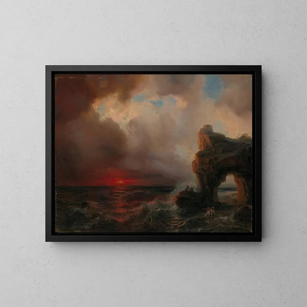 Tempête ved solnedgang - Théodore Gudin — indrammet kunstværk på væggen