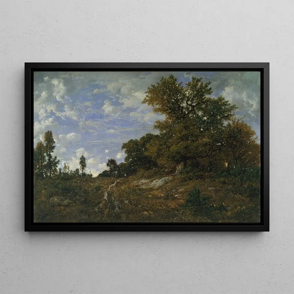 La Lisière des Bois à Monts-Girard, Forêt de Fontainebleau - Théodore Rousseau — indrammet kunstværk på væggen