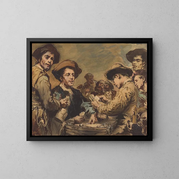 Les Joueurs de cartes - Théodule Ribot — indrammet kunstværk på væggen