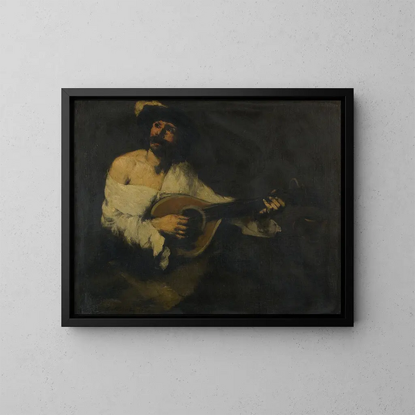 Le spiller på mandolin - Théodule Ribot — indrammet kunstværk på væggen
