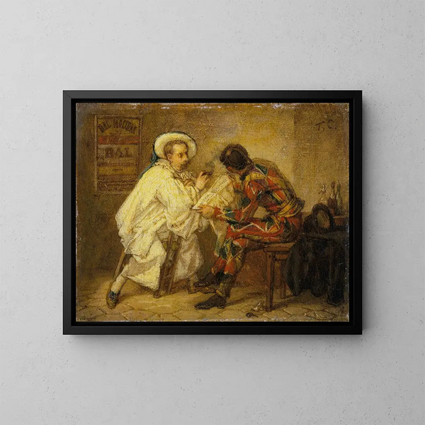 Arlequin og Pierrot - Thomas Couture — indrammet kunstværk på væggen