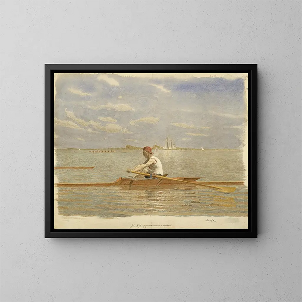 John Biglin en en skiff - Thomas Eakins — indrammet kunstværk på væggen