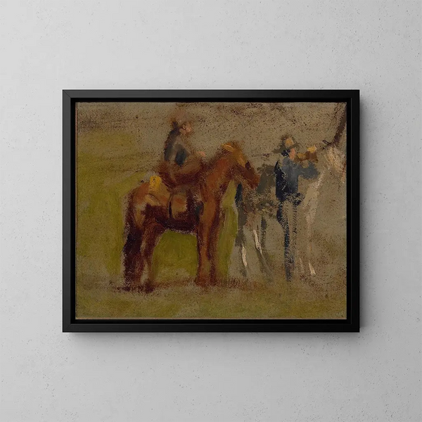 Studie for Cowboys i Badlands - Thomas Eakins — indrammet kunstværk på væggen