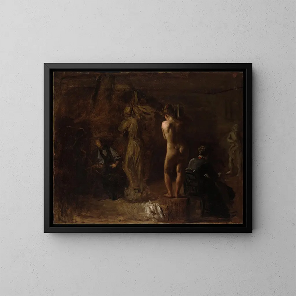 William Rush skulpturerer sin allegoriske figur af floden Schuylkill - Thomas Eakins — indrammet kunstværk på væggen