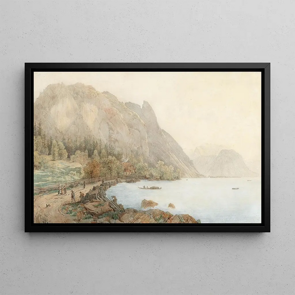 Thomas Ender - Motiv vom Attersee mit dem Hllengebirge und figrlicher Staffage.webp