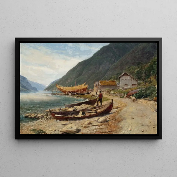 Gravensfjord - Thomas Fearnley — indrammet kunstværk på væggen