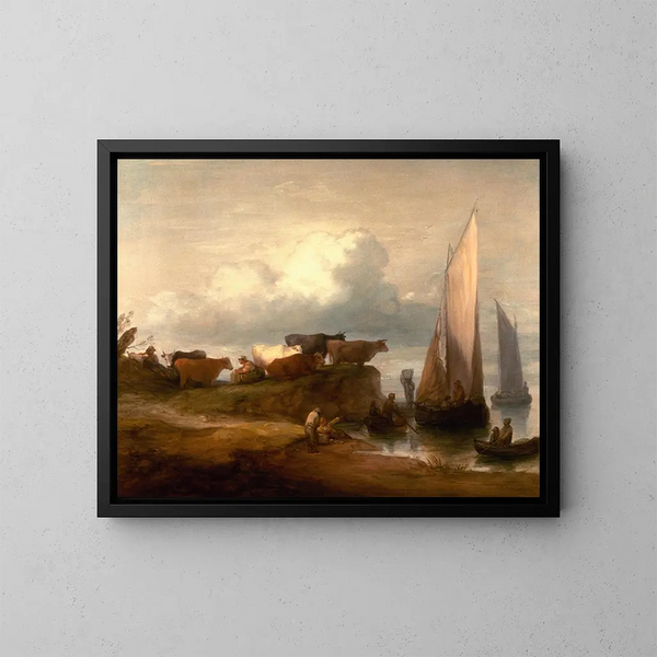 Et kystlandskab - Thomas Gainsborough — indrammet kunstværk på væggen