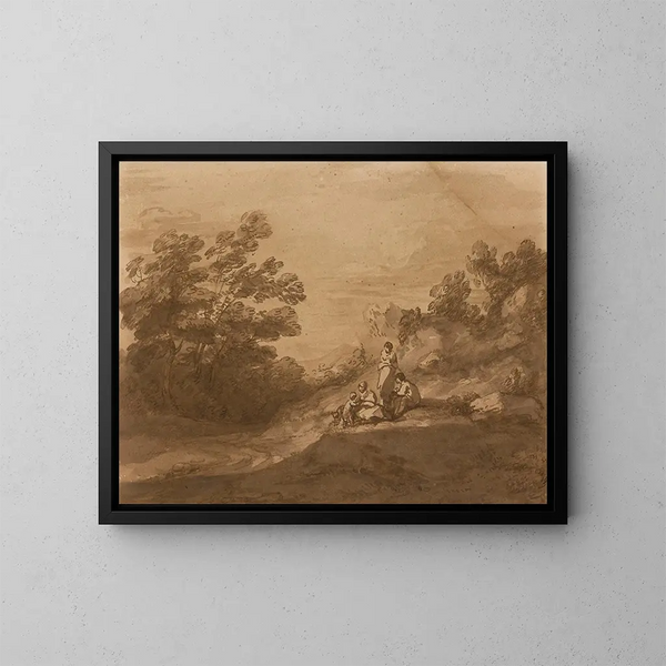 Figurer, der hviler i et skovlandskab - Thomas Gainsborough — indrammet kunstværk på væggen