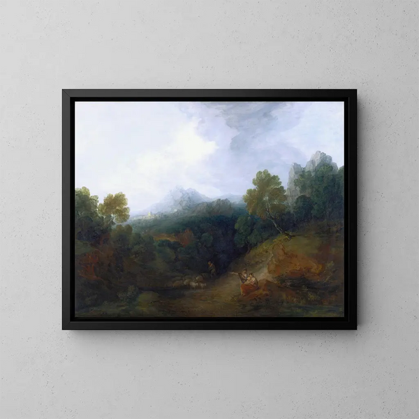 Landskab med en flok får - Thomas Gainsborough — indrammet kunstværk på væggen
