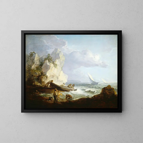 Plage med fiskere - Thomas Gainsborough — indrammet kunstværk på væggen