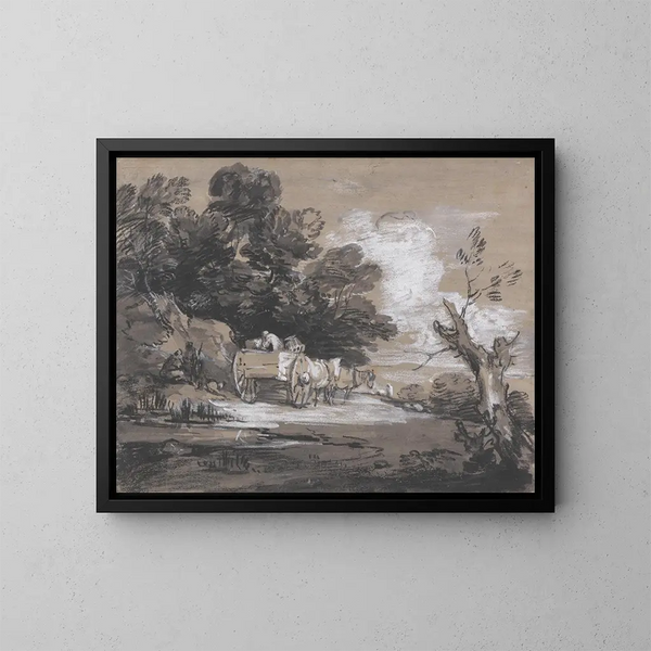 skovlandskab med landbrugsvogn og figurer - Thomas Gainsborough — indrammet kunstværk på væggen