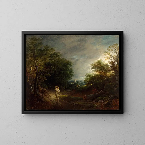 Landskab med skov og en skovhugger - Thomas Gainsborough — indrammet kunstværk på væggen