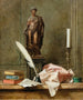 Naturmort med en statue og en blækspand - Thomas Germain Joseph Duvivier — visning af kunstværket