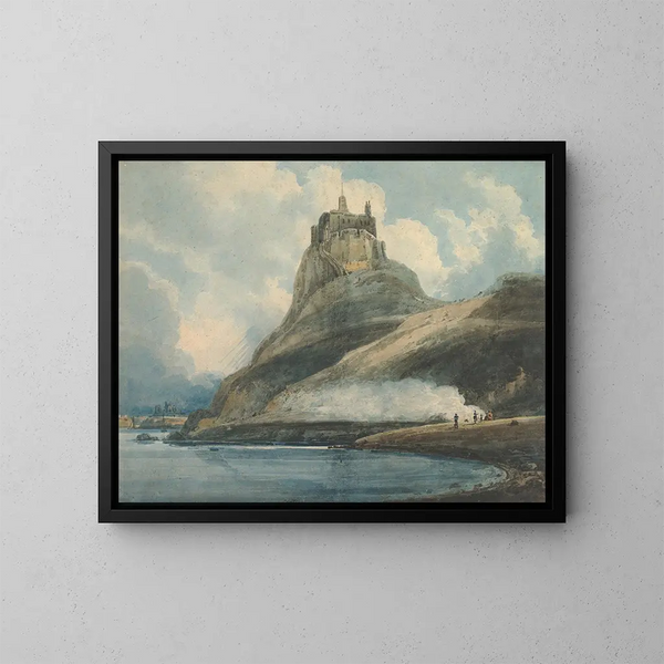Château de Lindisfarne, Île Sainte-Marie, Northumberland - Thomas Girtin — indrammet kunstværk på væggen