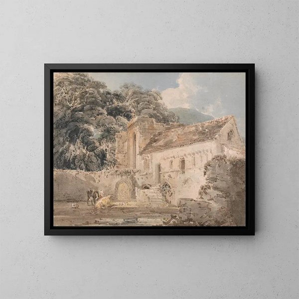 "Abbaye de Valle Crucis, Denbighshire" af Thomas Girtin — indrammet kunstværk på væggen