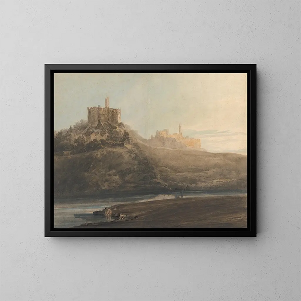 Château de Warkworth, Northumberland - Thomas Girtin — indrammet kunstværk på væggen