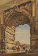 L'Arc de Titus og Colosseum i Rom - Thomas Hartley Cromek — visning af kunstværket