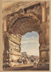 L'Arc de Titus, der vender mod Colosseum i Rom - Thomas Hartley Cromek — visning af kunstværket