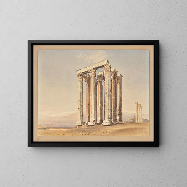 Zeus Olympiens tempel i Athen - Thomas Hartley Cromek — indrammet kunstværk på væggen
