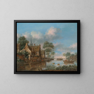 Thomas Heeremans - A river landscape with fishermen.webp