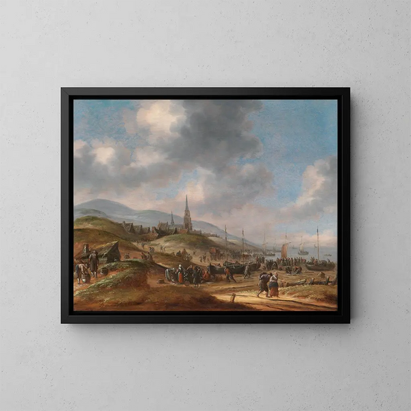 Vue de la plage de Scheveningen - Thomas Heeremans | Reproduction — indrammet kunstværk på væggen
