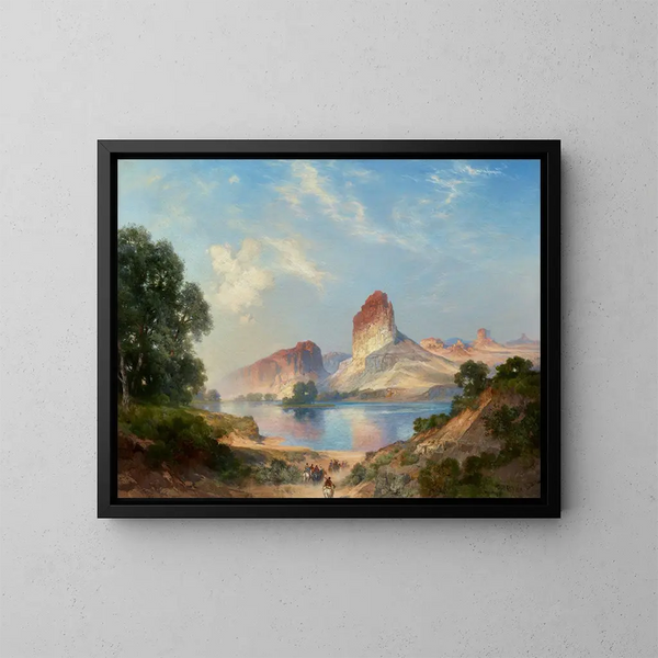Et indisk paradis, grøn flod, Wyoming - Thomas Moran — indrammet kunstværk på væggen