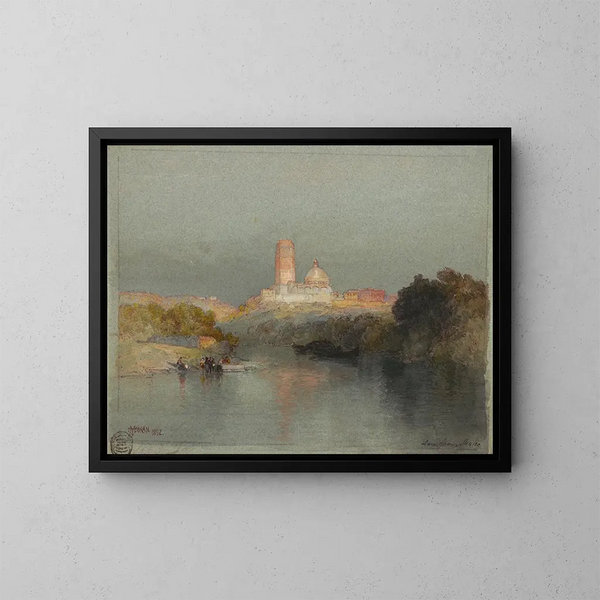 Hacienda sur le fleuve Lerma, San Juan, Mexique - Thomas Moran — indrammet kunstværk på væggen