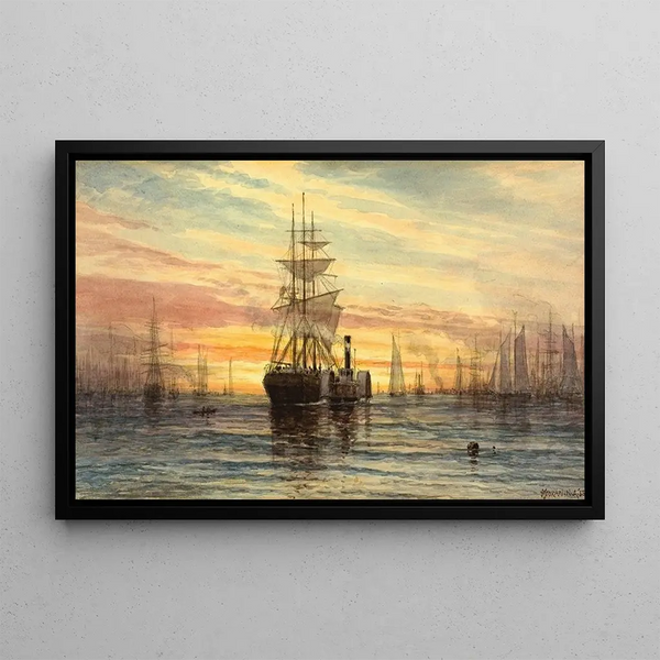 Scène de port - Thomas Moran — indrammet kunstværk på væggen