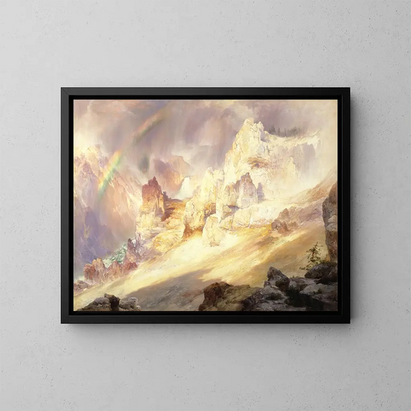 regnbuen over Grand Canyon i Yellowstone - Thomas Moran — indrammet kunstværk på væggen