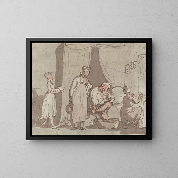 Le Bain de pieds - Thomas Rowlandson — indrammet kunstværk på væggen