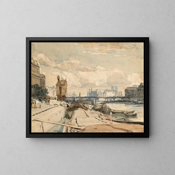 Vue du Pont des Arts et de l'île de la Cité depuis le Quai du Louvre, Paris - Thomas Shotter Boys — indrammet kunstværk på væggen
