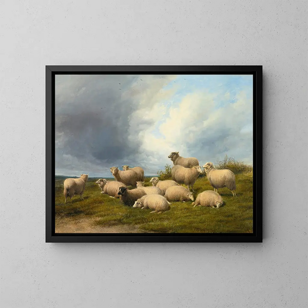Moutons dans un pré - Thomas Sidney Cooper — indrammet kunstværk på væggen