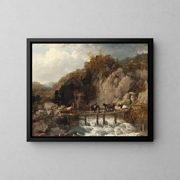 Moulin d'Umberleigh, floden Taw, Devon - Thomas Sidney Cooper — indrammet kunstværk på væggen