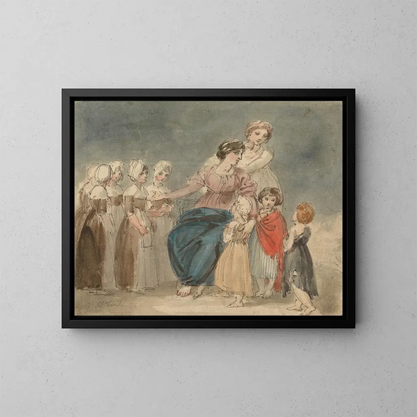 Charité, børn og små vagabonder - Thomas Stothard — indrammet kunstværk på væggen
