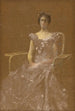Dame i en fletstol - Thomas Wilmer Dewing — visning af kunstværket