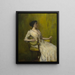 Dame i hvid - Thomas Wilmer Dewing — indrammet kunstværk på væggen