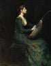 Dame med lut - Thomas Wilmer Dewing — visning af kunstværket
