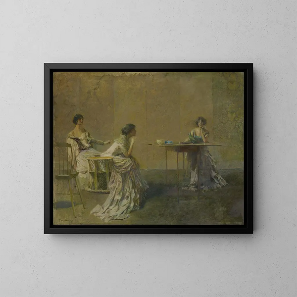 Le Commérage - Thomas Wilmer Dewing — indrammet kunstværk på væggen