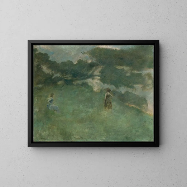 Le merle d'hermite - Thomas Wilmer Dewing — indrammet kunstværk på væggen