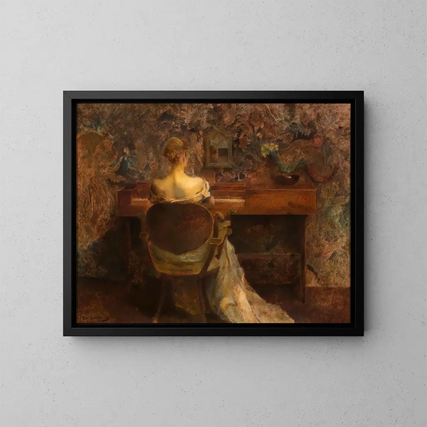 Le clavecin - Thomas Wilmer Dewing — indrammet kunstværk på væggen