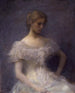 Unge pige sidder - Thomas Wilmer Dewing — visning af kunstværket