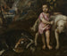 Dreng med hunde i et landskab - Titian — visning af kunstværket