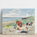 Reproduktion af maleriet af To Piger og en Japansk Parasol på Hornbæk Strand - Paul Fischer
