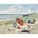 Reproduktion af maleriet af To Piger og en Japansk Parasol på Hornbæk Strand - Paul Fischer