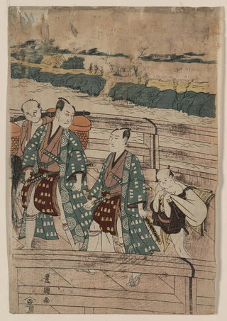 Toyokuni Utagawa - Azumabashi o wataru ichikawa omez to sawamura gennosuke.webp