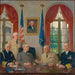 Truman og hans militære rådgivere - Augustus Vincent Tack — vist i et interiør