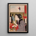 Geisha, der bliver sort i tænderne kl. 13.00 - Tsukioka Yoshitoshi — indrammet kunstværk på væggen